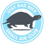 Stay Rad "SMALL AIR CLUB" decal - 2 5/8" round - BLUE/BLACK on WHITE