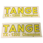 Tange Tange old school BMX TX-1200 fork decals - BLACK OUTLINE OVER BRIGHT YELLOW LETTERS - (PAIR)