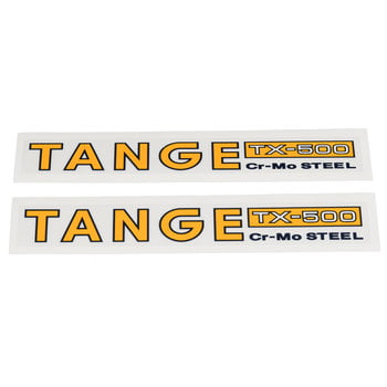 Tange Tange old school BMX TX-500 fork decals - NAVY OUTLINE OVER YELLOW LETTERS - (PAIR)