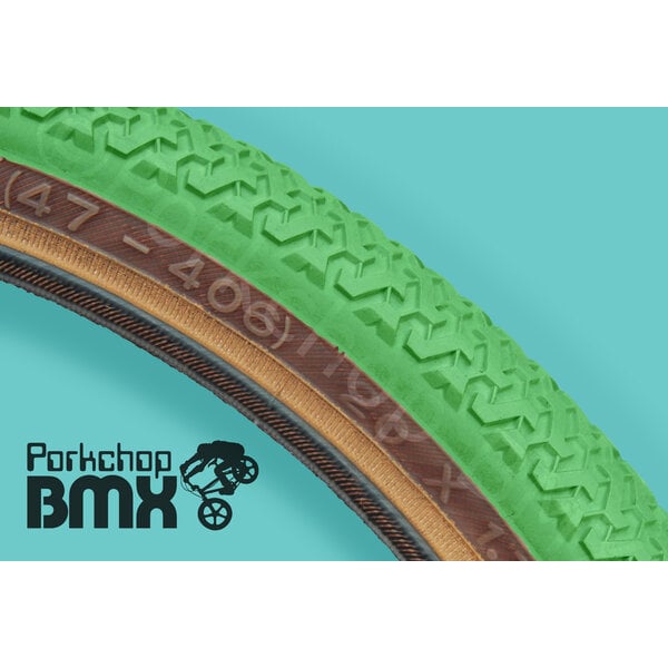 Kenda Kenda K55 freestyle tread BMX bicycle skinwall tire - 20" X 1.75" GREEN
