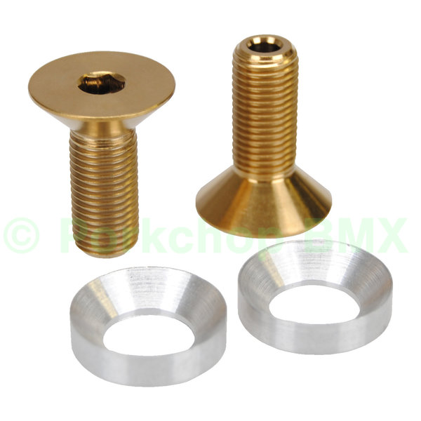 Porkchop BMX 3/8" X 24T HOLLOW bicycle BMX crank spindle bolts fits Profile (PAIR) - TITANIUM GOLD