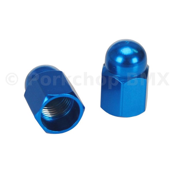 Porkchop BMX Aluminum Alloy Bicycle Acorn Schrader Valve Caps (PAIR) DARK BLUE