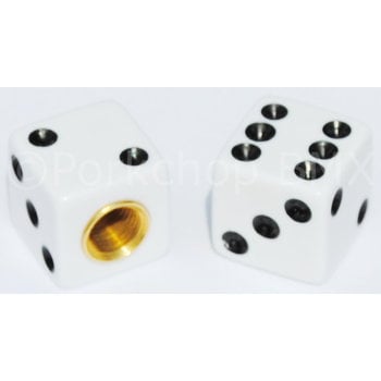 Trik Topz Dice Bicycle Schrader Valve Caps (pair) - WHITE