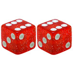 Trik Topz Dice Bicycle Schrader Valve Caps (pair) RED GLITTER