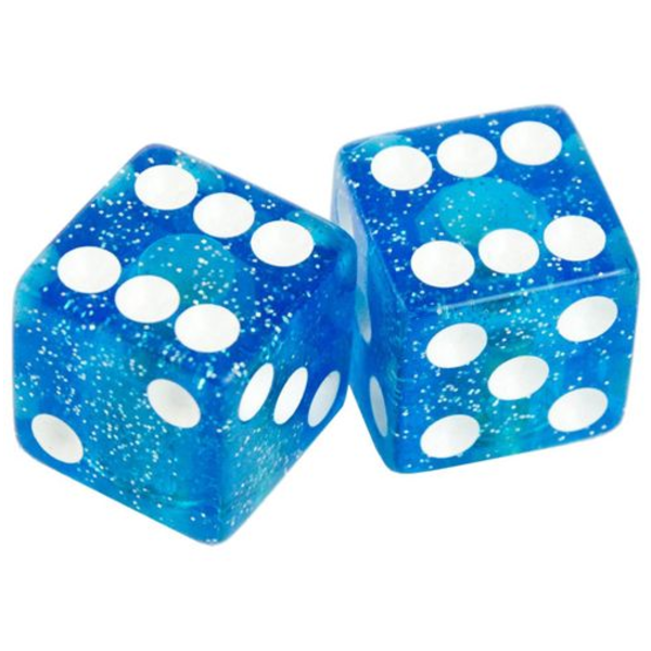 Trik Topz Dice Bicycle Schrader Valve Caps (pair) BLUE GLITTER