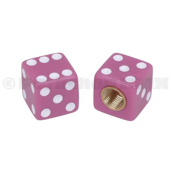 Trik Topz Dice Bicycle Schrader Valve Caps (pair) - DARK PINK