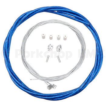 Porkchop BMX Premium Bicycle Brake Cable Kit for BMX/MTB - LASER BLUE