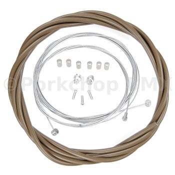 Porkchop BMX ACS Rotor Freestyle Bicycle Brake Cable Kit for BMX/MTB - MUDDY BROWN