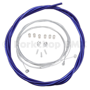 Porkchop BMX ACS Rotor Freestyle Bicycle Brake Cable Kit for BMX/MTB - SHINY CHROME COBALT BLUE