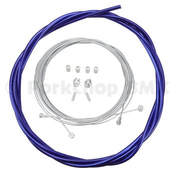 Porkchop BMX Bicycle Brake Cable Kit for Drop Bar Road - SHINY CHROME COBALT BLUE