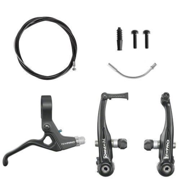 Tektro - 930AL/313A - Bicycle V-Brake and Right Hand Lever Set - w/ Brake Cable - Black