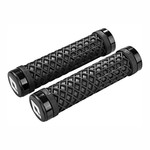 ODI ODI LOCK-ON VANS BMX or MTB bicycle flangeless grips - BLACK w/ SOLID BLACK COLLARS