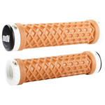 ODI ODI LOCK-ON VANS BMX or MTB bicycle flangeless grips - GUM w/ WHITE CHECKERBOARD collars