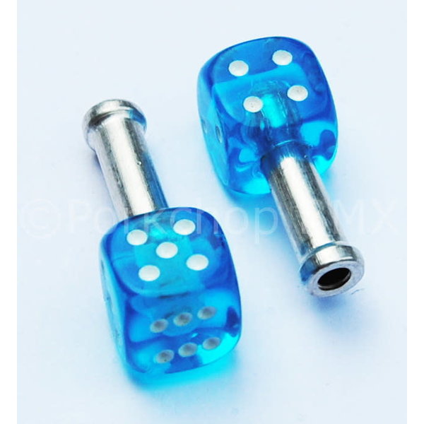 Trik Topz Dice Bicycle Brake Cable End Tips (pair) CLEAR BRIGHT DIP BLUE