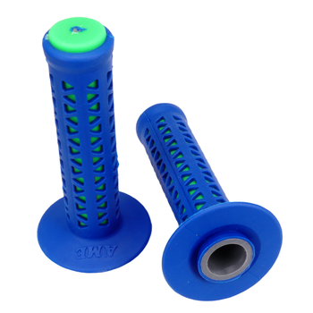 A'ME AME old school BMX Unitron bicycle grips - BLUE over GREEN