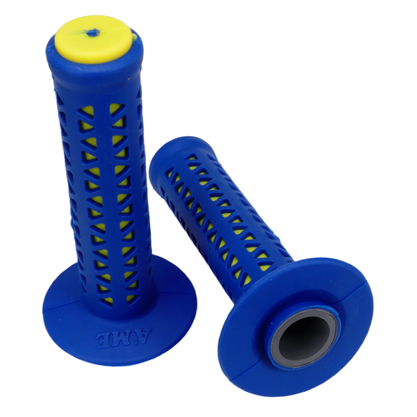 A'ME AME old school BMX Unitron bicycle grips - BLUE over YELLOW