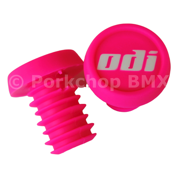 ODI ODI BMX Bicycle Handlebar "THUG PLUGS" Bar Ends Plugs (PAIR) - NEON PINK