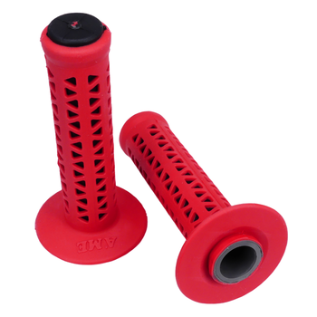 A'ME ***BLEMISH***AME old school BMX Unitron bicycle grips - RED over BLACK***BLEMISH***