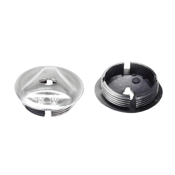 Crank Dust Cap Cover Plastic *TRIANGLE CENTER* (PAIR) CHROME