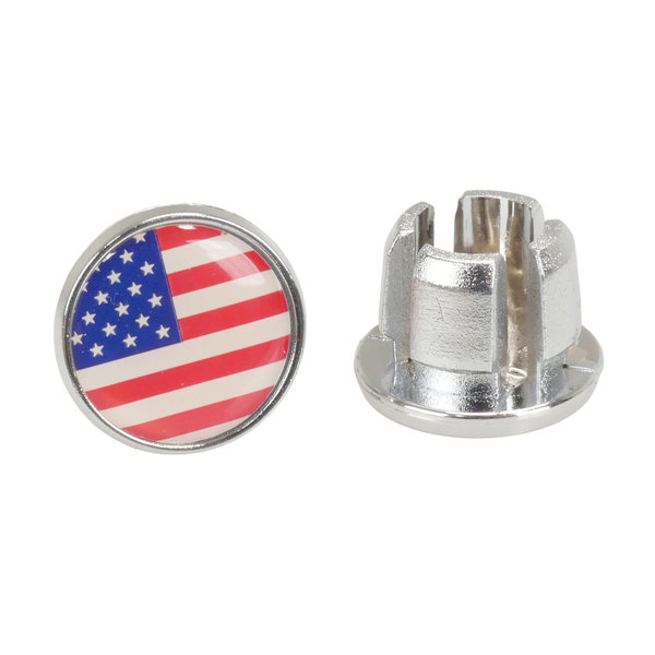 Handlebar Grip Plug Push-in Plastic Bar Ends USA FLAG (PAIR)