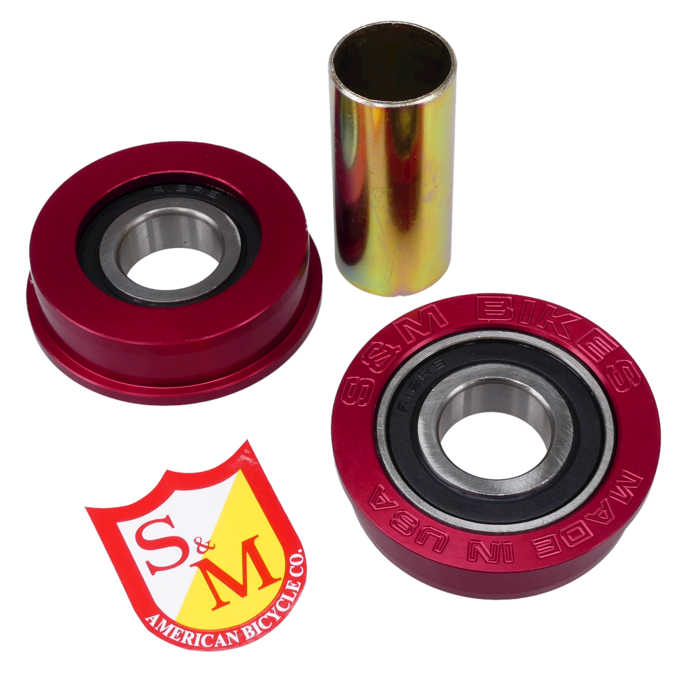 S M Bikes American Bottom Bracket Kit For 19mm Spindle Red Porkchop Bmx
