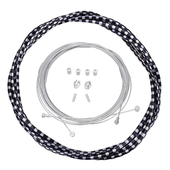 Porkchop BMX Bicycle Brake Cable Kit for Drop Bar Road - SILVER PRISM/BLACK CHECKERBOARD