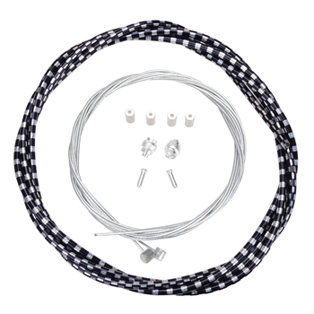 Porkchop BMX Basic Bicycle Brake Cable Kit for BMX/MTB - SILVER PRISM/BLACK CHECKERBOARD