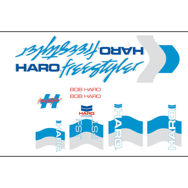 Haro Haro 1985 FST decal set blue and gray on white