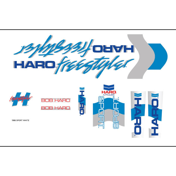 Haro Haro 1986 Sport decal set blue and gray on white