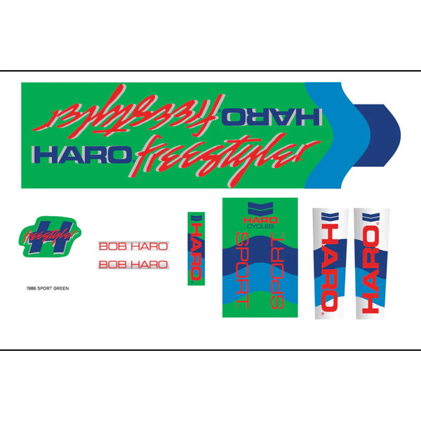 Haro Haro 1986 Sport decal set red and blue on green