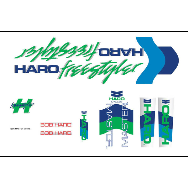 Haro Haro 1986 Master decal set green and blue on white