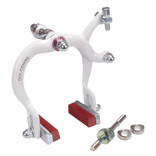 Dia-Compe Dia-Compe 890 old school BMX reissue bicycle brake caliper (w/ salmon pads) - WHITE