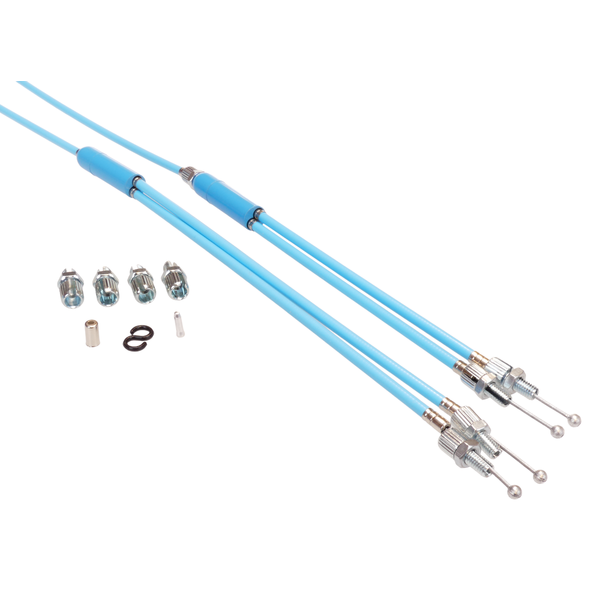Porkchop BMX Upper & Lower gyro cables LONG for old school BMX - LIGHT BLUE