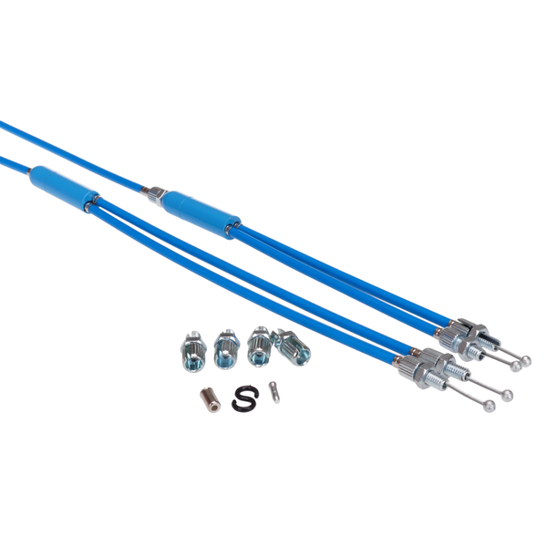 Porkchop BMX Upper & Lower gyro cables LONG for old school BMX - MEDIUM BLUE