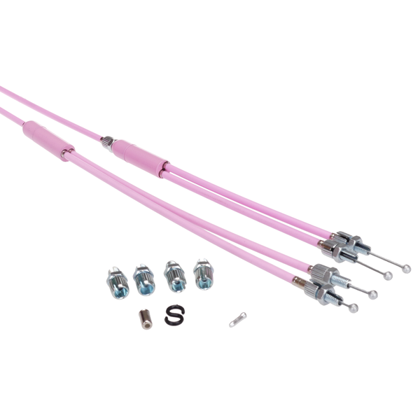 Porkchop BMX Upper & Lower gyro cables for old school BMX - PASTEL PINK