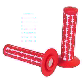 A'ME AME Dual old school BMX Duals bicycle grips - RED over WHITE