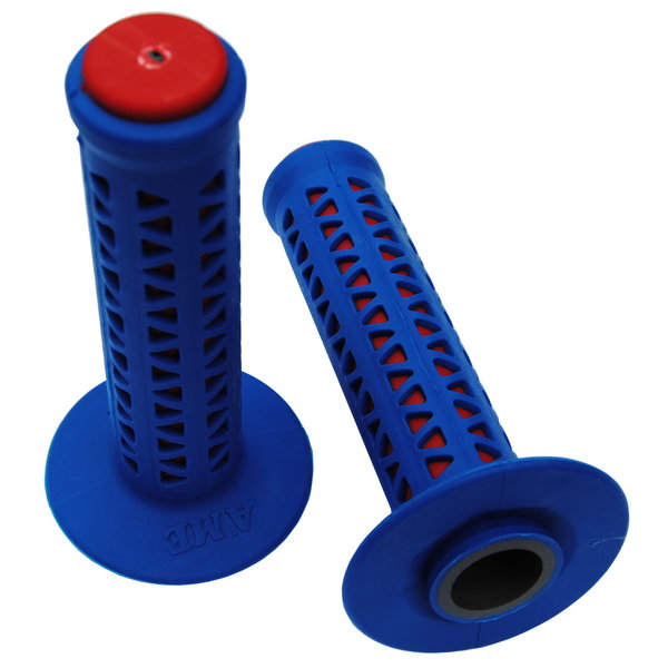 A'ME AME old school BMX Unitron bicycle grips - BLUE over RED