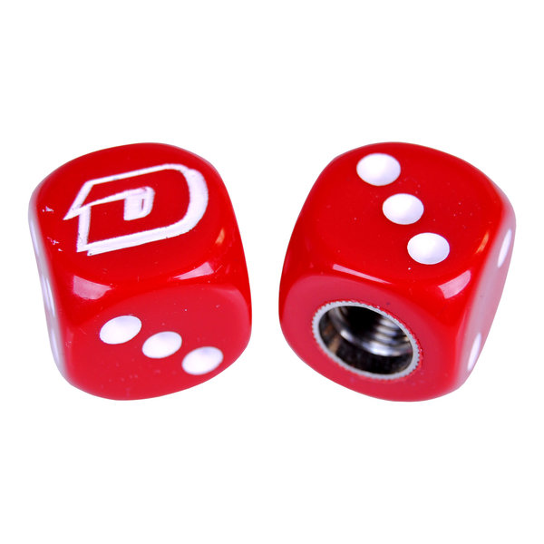 Dyno Dyno "D" logo old school BMX Dice Bicycle Tire Valve Caps (pair) - RED
