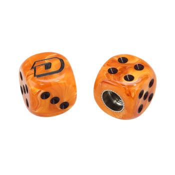 Dyno Dyno "D" logo old school BMX Dice Bicycle Tire Valve Caps (pair) - SWIRL ORANGE