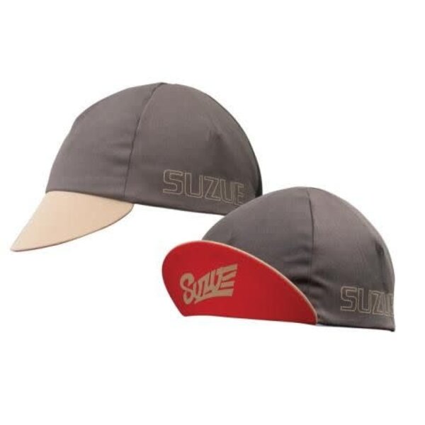 Suzue Vintage-Style Cycling Cap - GREY/RED/TAN