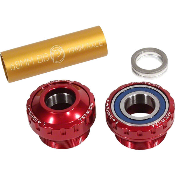Profile Racing Profile Racing Euro, External (OUTBOARD) Bearing Bottom Bracket for 19mm spindle RED