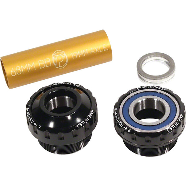 Profile Racing Profile Racing Euro, External (OUTBOARD) Bearing Bottom Bracket - 19mm, Black, (No Spindle)