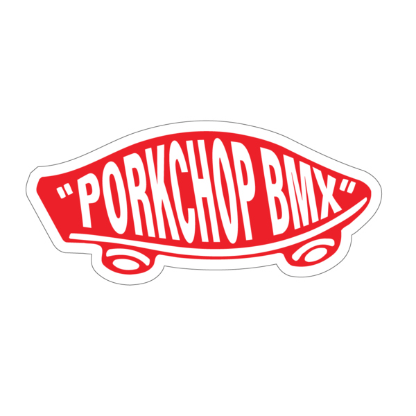 Porkchop BMX Porkchop BMX "OFF THE PORK" decal sticker 3 1/2" x 1 1/2" RED/WHITE