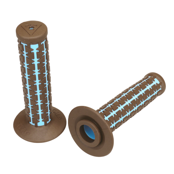A'ME AME Dual old school BMX Duals bicycle grips - BROWN over BABY BLUE