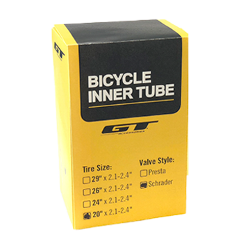 GT Bicycle Inner Tube - 20" x 2.10" - 2.40" - ISO: 406 - Schrader Valve - BMX