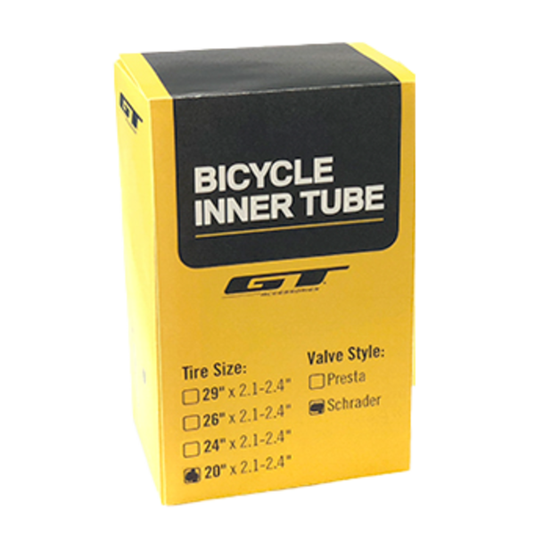 GT Bicycle Inner Tube - 20" x 2.10" - 2.40" - ISO: 406 - Schrader Valve - BMX
