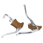 Dia-Compe Dia-Compe 165EX Road Bike Drop Bar Bicycle Brake Levers Lever Set - SILVER with BROWN hoods