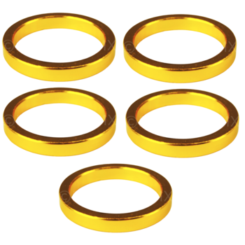 Porkchop BMX Bicycle BMX or MTB headset spacers for 1 1/8" threadless (SET of 5) 5mm - GOLD