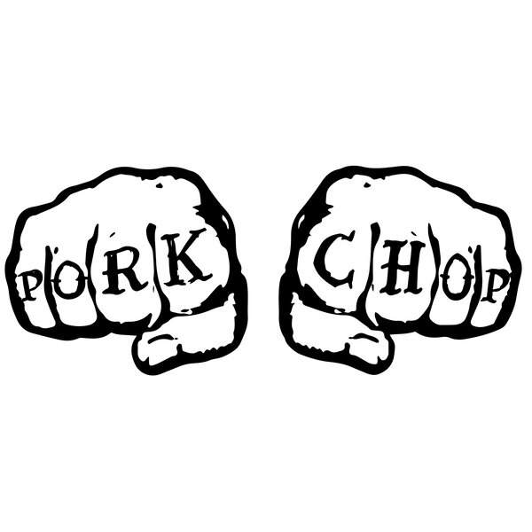 Porkchop BMX Porkchop BMX "FISTS" decal sticker (2 sticker set!) - LARGE - WHITE/BLACK