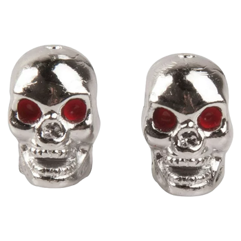 Trik Topz Bicycle Valve Caps (pair) - SKULL - CHROME